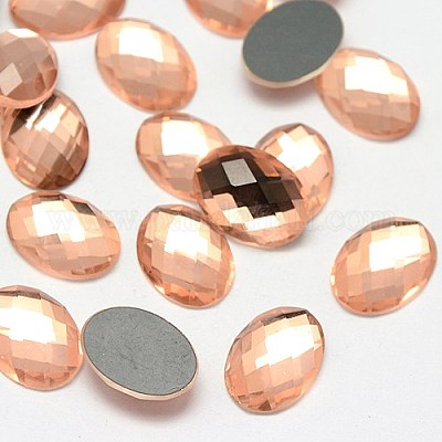 多面カットガラスオーバルカボション  ピンク  18x13x3~5mm&nbsp;GGLA-F008C-11-1