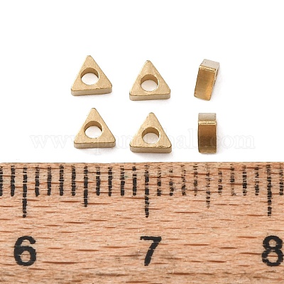 真鍮製スペーサービーズ  三角形  生（メッキなし）  3x3x1.5mm  穴：1.2mm&nbsp;KK-B178-01A-1