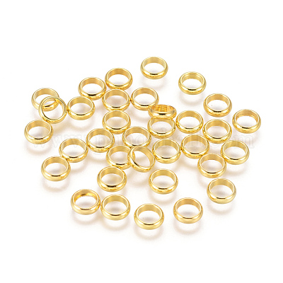 真鍮製スペーサービーズ  ロンデル  ゴールドカラー  6x2mm  穴：4mm&nbsp;EC0826mm-G-1