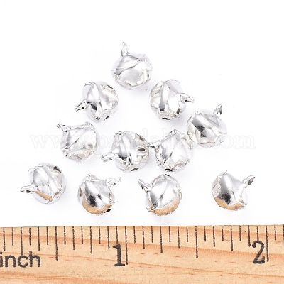 アイアン製ベルチャーム  銀色のメッキ  9.5x8x7mm  穴：1~2mm&nbsp;IFIN-Q112-01B-02-1