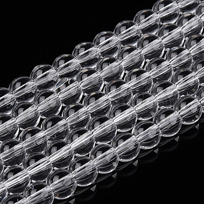 透明ガラスビーズ連売り  ラウンド  透明  4~4.5mm  穴：0.8mm  約97~99個/連  14.76インチ〜14.96インチ（37.5~38cm）&nbsp;GLAA-T032-T4mm-13-1