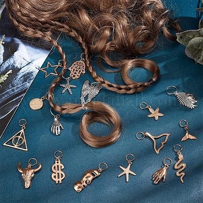 合金ペンダント2セット ドレッドヘアアクセサリー用 混合図形 ミックス