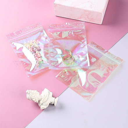 出品停止中です◆ギフトバッグ57(大) 虹色に輝く長方形のプラスチック製ジッパー付きギフトバッグ ペン