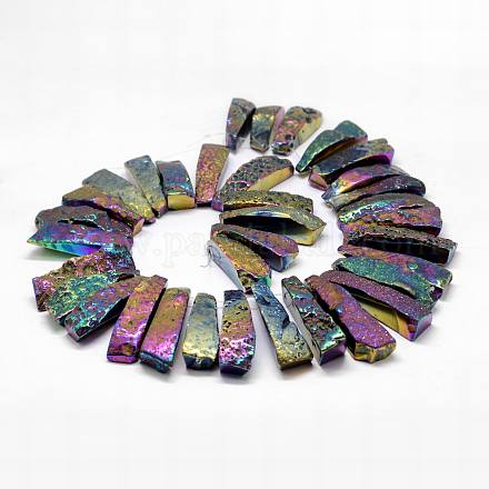 Electroplated Natural & Dyed Agate Bead Strands&nbsp;G-N0169-001F-1