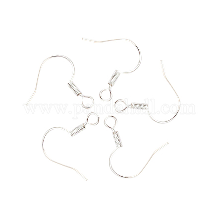 真鍮のピアスフック  耳ワイヤー  水平ループ付き  ニッケルフリー  銀色のメッキ  17mm  穴：1.5mm  21ゲージ  ピン：0.7mm&nbsp;KK-Q363-S-NF-1