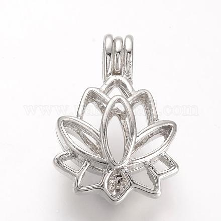 合金アロマペンダント  ケージペンダント  花  プラチナ  25x17.5x10.5mm  穴：3.5x4.5mm  インナー対策：11.5x14mm&nbsp;PALLOY-S062-40P-1