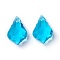 Faceted Glass Pendants, Leaf, Deep Sky Blue, 22x15.5x8.5mm, Hole: 1mm