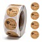 DIY Scrapbook, 1 Inch Thank You Stickers, Decorative Adhesive Tapes, Flat Round with Word Thank You, BurlyWood, 25mm, about 500pcs/roll