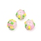 Baking Paint Glass Enamel Beads, Hand Painted Beads, Round, Pearl Pink, 9.5x11mm, Hole: 1.2mm