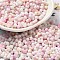 Two Tone Baking Paint Glass Seed Beads, Round Hole, Peanut, Pearl Pink, 6~6.5x3~3.5x3~3.5mm, Hole: 1~1.2mm, about 4500pcs/pound
