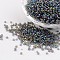 Round Transparent Colors Rainbow Glass Seed Beads, Dark Gray, 12/0, 2mm, Hole: 1mm, about 3306pcs/50g