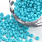 Baking Paint 8/0 Glass Seed Beads, Round, Deep Sky Blue, 3x1.5~3mm, Hole: 1mm, about 10000pcs/bag, about 450g/bag