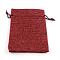Burlap Packing Pouches Drawstring Bags, Dark Red, 18x13cm