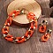 CCB Plastic Oval Link Chain Necklaces & Stud Dangle Earrings Sets, Coral, 410mm