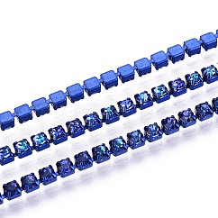 Iron Rhinestone Cup Chains, with Spool, Midnight Blue, 2x2x2mm, about 29.99 Feet(9.14m)/Roll