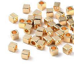 真鍮製スペーサービーズ  ニッケルフリー  長持ちメッキ  キューブ  ライトゴールド  3x3x3mm  穴：2mm