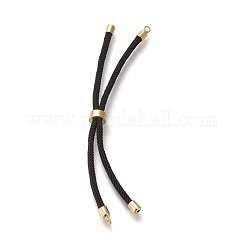 Nylon Twisted Cord Bracelet Making, Slider Bracelet Making, with Brass Findings, Golden, Black, 8.66~9.06 inch(22~23cm), Hole: 2.8mm, Single Chain Length: about 4.33~4.53 inch(11~11.5cm)