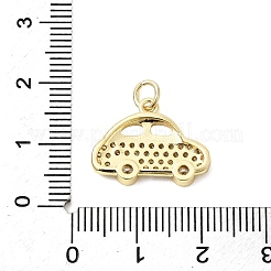 真鍮製マイクロパヴェキュービックジルコニアペンダント  車のチャーム  丸カン付き  ゴールドカラー  13.5x19x3mm  穴：3.2mm&nbsp;KK-D105-05G