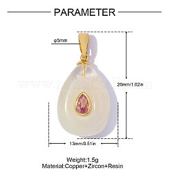 Brass Micro Pave Pink Cubic Zirconia Pendants&nbsp;CU-OY001-98G