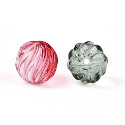 透明ガラスビーズ  ラウンド  ねじれた  ミックスカラー  12mm  穴：1.5mm  約520個/1000g&nbsp;GLAA-T025-24