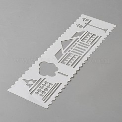 プラスチック製図用ステンシル  図面スケールテンプレート  DIYスクラップブッキング用  建物  185~186x55.5~86x0.3mm  8個/セット&nbsp;DIY-WH20001-12B