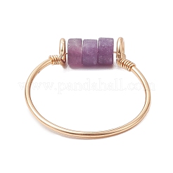 Column Natural Amethyst & Red Jasper & Green Aventurine & Tiger Eye & Lepidolite/Purple Mica  Finger Rings&nbsp;RJEW-JR00781