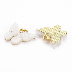 ラックメッキ合金ペンダント  アクリルと  カドミウムフリー＆鉛フリー  ライトゴールド  蝶のチャーム  ホワイト  18.5x22.5x3mm  穴：2mm&nbsp;PALLOY-Q433-026E-RS