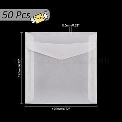半透明の紙封筒  白紙の封筒  長方形  ホワイト  120x120x0.5mm&nbsp;AJEW-WH0083-25B