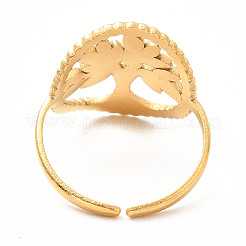 Rhinestone Oval with Tree of Life Open Cuff Ring&nbsp;RJEW-K237-01G