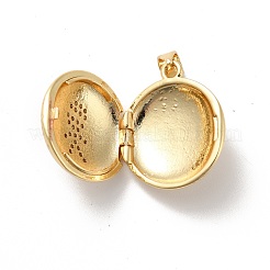 Rack Plating Brass Micro Pave Clear Cubic Zirconia Locket Pendants&nbsp;KK-M227-08G