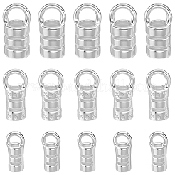 30個 3種類の真鍮コードエンド  コラム  925銀メッキ  7.5~9.5x3~5x2.5~4.5mm  穴：1~3mm  10個/スタイル&nbsp;KK-BBC0026-08S