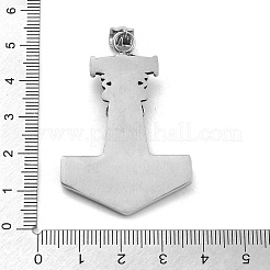 バイキング 304 ステンレススチールペンダント  ミョルニル トール ハンマー チャーム  アンティークシルバー  47x32.5x7.5mm  穴：8.5x3.5mm&nbsp;STAS-N105-07AS