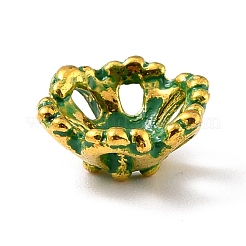 チベット風合金ビーズキャップ  6  - 花びらの花  黄金＆緑青  11.5x10.5x5mm  穴：1.8mm&nbsp;PALLOY-C154-36GGP