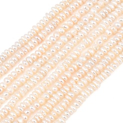 天然養殖淡水パールビーズ連売り  ロンデル  グレード3 A  ベージュ  3~3.5mm  穴：0.6mm  約164~165個/連  14.57''（37センチメートル）&nbsp;PEAR-D003-01B