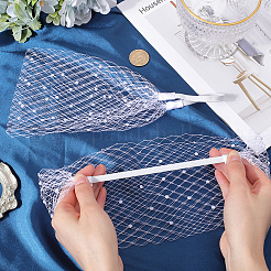 ポリエステルメッシュベールヘッドバンド  プラスチック製のビーズと  女性のための  ホワイト  540~570x7~130x0.2~1mm&nbsp;OHAR-WH0015-29B