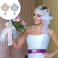 4Pcs 2 Colors Alloy Crystal Rhinestone Brooches for Clothes Backpack&nbsp;JEWB-GA0001-39