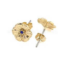 Brass Micro Pave Cubic Zirconia Ear Studs&nbsp;EJEW-P283-01G-09