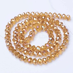 電気メッキガラスビーズセット  ABカラーメッキ  多面カット  ロンデル  ペルー  4x3mm  穴：0.8~1mm  約105~110個/連  38~39cm&nbsp;EGLA-A034-T4mm-B05