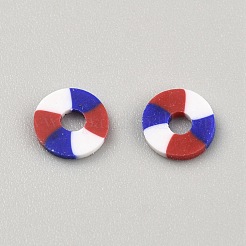 ポリマー粘土のフラットラウンドいビーズ  ミックスカラー  6x1mm  穴：2mm&nbsp;PORC-WH0050-01