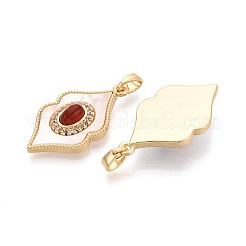 Natural Carnelian(Dyed & Heated) with Shell Pendants&nbsp;KK-N287-12G-01