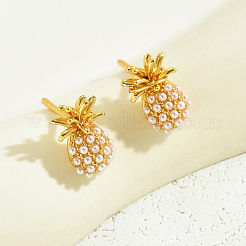 Elegant Pineapple Brass Stud Earrings&nbsp;DF3598