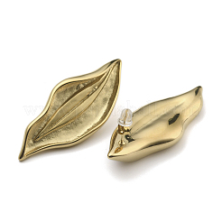 女性用304ステンレススチールリーフスタッドピアス  18KGP本金メッキ  52.5x21.5mm&nbsp;EJEW-C092-01G
