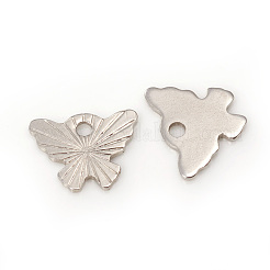 変色しにくい304ステンレススチールペンダント  レーザー切断  蝶  ステンレス鋼色  8x10.5x0.8mm  穴：1.4mm&nbsp;STAS-G224-06P