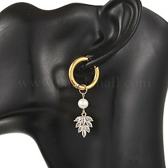 Brass Micro Pave Cubic Zirconia & Natural Cultured Freshwater Pearl Dangle Earrings&nbsp;EJEW-JE07454