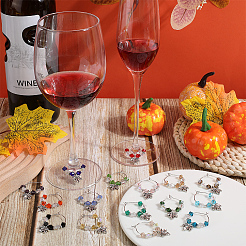 Alloy Maple Leaf Wine Glass Charms&nbsp;AJEW-SC00018