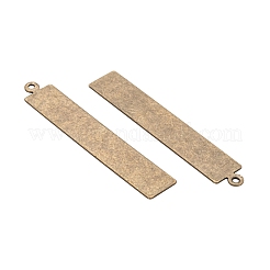 メタルタグ  真鍮タグブランクタグペンダント  長方形  アンティークブロンズ  41x7x0.5mm  穴：1mm&nbsp;KK-N0001-07AB