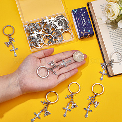 20Pcs Alloy Cross with Holy Pendant Keychains&nbsp;KEYC-SC00055