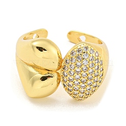 Oval Clear Cubic Zirconia Open Cuff Ring&nbsp;RJEW-L121-042G