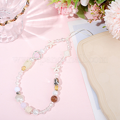 合金アクリル模造真珠電話ハンドストラップチェーン  カラフル  140mm&nbsp;HJEW-WH20019-18
