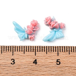 花と蝶の不透明樹脂カボション  ミックスカラー  9.5x11.5x4mm&nbsp;FIND-L019-05